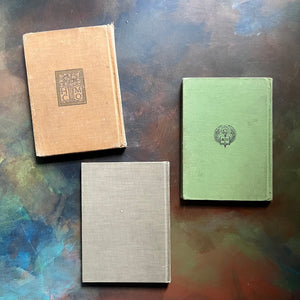 Set of Three Vintage School Books-Dictation by Day, Interesting Things to Know, and The Riverside Readers First Reader-view of the back covers