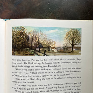 Skippack School written & illustrated by Marguerite de Angeli-vintage children's chapter book-living history book-view of the color illustrations in closeup