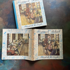 Skippack School written & illustrated by Marguerite de Angeli-vintage children's chapter book-living history book-view of the dust jacket's front & back cover
