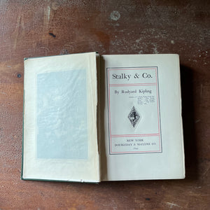 vintage children's chapter book, antique book - Stalky & Co. written by Rudyard Kipling 1899 Edition - view of the title page