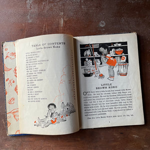 vintage children's story book - Stories of Little Brown Koko written by Blanche Seale Hunt with illustrations by Dorothy Wagstaff - view of the Table of Contents Page