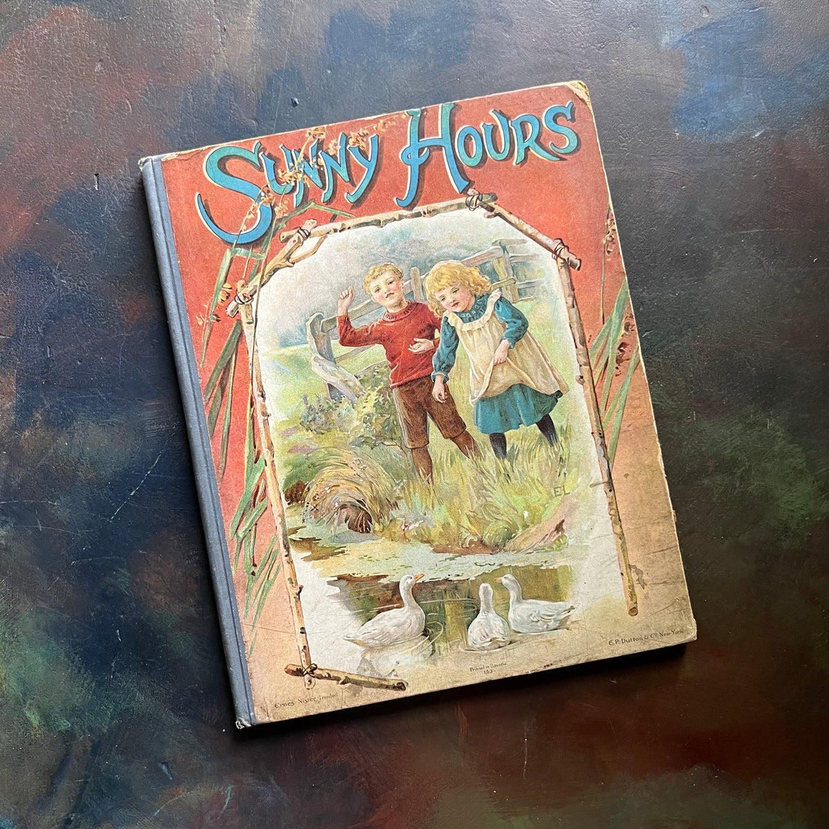 Sunny Hours-antique children's book of short stories & poems-view of the front cover