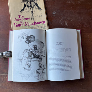 The Adventures of Baron Munchausen by R. E. Raspe with illustrations by Ronald Searle-1969 Edition-Vintage Fantasy-view of the full-page black & white illustrations by Ronald Searle