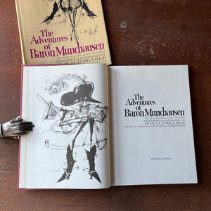 The Adventures of Baron Munchausen by R. E. Raspe with illustrations by Ronald Searle-1969 Edition-Vintage Fantasy-view of the title page and frontispiece 
