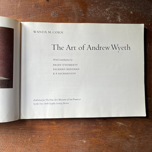 vintage art book, Andrew Wyth Art - The Art of Andrew Wyeth Published for the Fine Arts Museum of San Fransisco 1973 - view of the title page