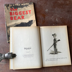 vintage children's picture book, Weekly Reader Children's Book Club Edition, Caldecott Award Winner - The Biggest Bear story and pictures by Lynd Ward - view of the copyright