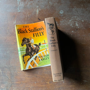 vintage children's chapter book, vintage adventure book for children, The Black Stallion Series - The Black Stallion's Filly written by Walter Farley with illustrations by Milton Menasco - view of the spine