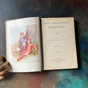 The Children's Shakespeare by E. Nesbit-Edric Vrenenburg-antique children's book-view of the title page & frontispiece