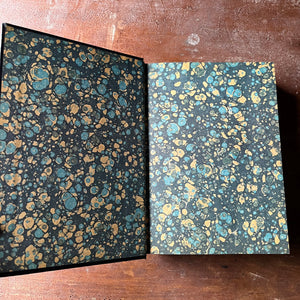 The Complete Works of William Shakespeare-Cambridge University Press-1982 Edition - view of the inside cover with a gorgeous marbled design in blues & golds