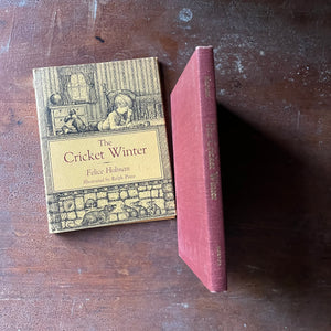 vintage children's chapter book - The Cricket Winter written by Felice Holman with illustrations by Ralph Pinto - view of the embossed spine