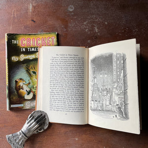 vintage children's chapter book, Newbery Honor Book - The Cricket of Times Square written by George Shelden with illustrations by Garth Williams - view of the full-page illustrations by Garth Williams