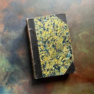 The Deerslayer or The War Path written by James Fenimore Cooper-book five of the leather stocking tales-antique leather-bound book with marbled cover-vintage adventure book for boys-view of the front cover