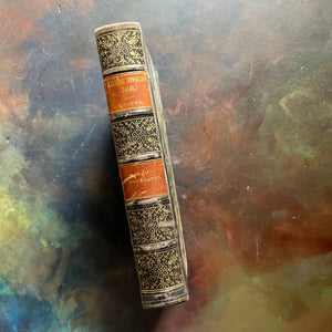 The Deerslayer or The War Path written by James Fenimore Cooper-book five of the leather stocking tales-antique leather-bound book with marbled cover-vintage adventure book for boys-view of the spine