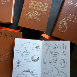 The Easton Press 50th Anniversary Leatherbound Editions-Peterson Field Guides-Set of Five-Atlantic Shores, Shells, Coral Reefs, & Fishes-view of the inside cover illustrations