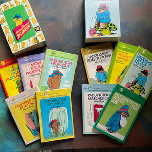 The Hilarious Adventures of Paddington the Bear & More Hilarious Adventures of Paddington Book Sets written by Michael Bond-vintage children's books-view of the front covers
