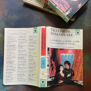 The Macmillan Classics-Tales from Shakespeare by Charles & Mary Lamb-A Christmas Carol by Charles Dickens-classic children's literature-view of the outside of the dust jacket of Tales from Shakespeare