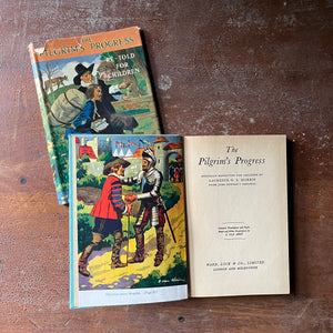 vintage children's Christian book, vintage chapter book, vintage religious text - The Pilgrim's Progress Re-Told for Children written by Laurence Morris from the Original by John Bunyan - view of the title page