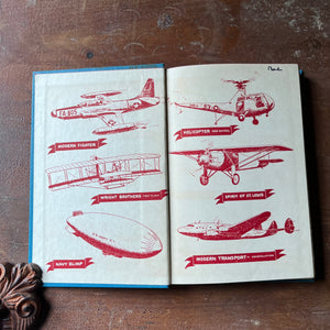 vintage children's book, vintage history book, vintage chapter book, The Real Book About Series - The Real Book About Airplanes by Arch Whitehouse with illustrations by Albert Orbaan - view of the inside cover