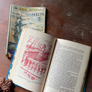 vintage children's book, children's history book, vintage chapter book, The Real Book About Series - The Real Book About Ships by Irvin Block with illustrations by Manning de V. Lee - view of the illustrations