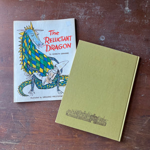 The Reluctant Dragon Written by Kenneth Grahame-Illustrations by Gregorio Prestopino-1968 children's picture book-view of the back cover with an image at the very bottom