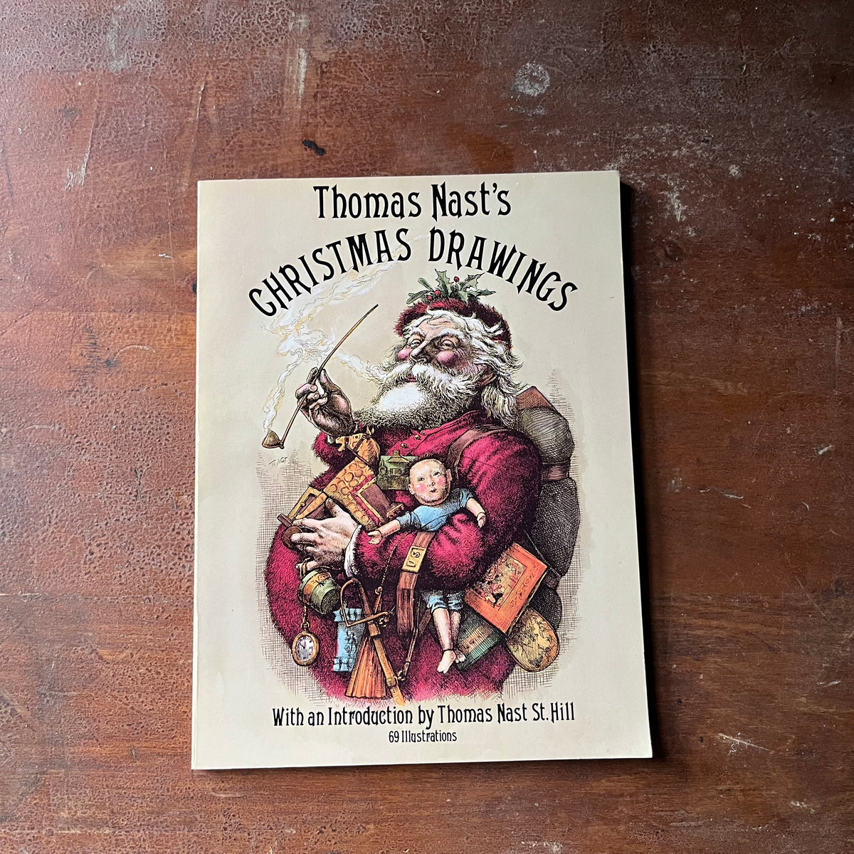 vintage Christmas Illustrations - Thoms Nast's Christmas Drawings a 1978 Dover Publications, Inc. Edition - view of the front cover designed by Paul E. Kennedy