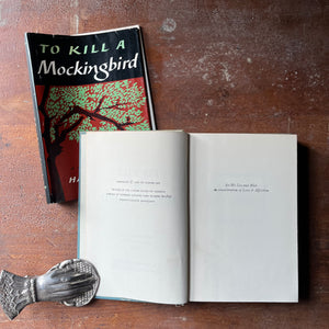 classic American Novel, Pulitzer Prize Novel - To Kill A Mockingbird by Harper Lee-1960 First Edition, 7th Printing - view of the copyright & dedication pages