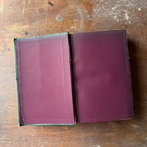 antique book, classic literature - Waverly Novels Border Edition:  Anne of Geierstein written by Sir Walter Scott, Bart. published in 1899-edited by Andrew Lang - view of the inside cover in a maroon color