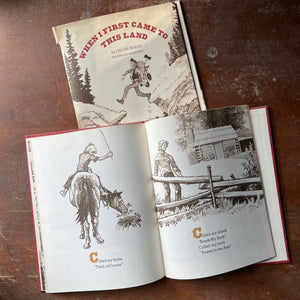 vintage children's picture book, folk song - When I First Came to this Land written by Oscar Brand with illustrations by Doris Burn - view of the illustrations