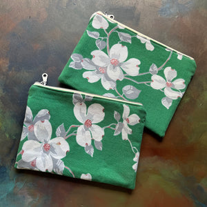 Wilendur Green Dogwood Oversized Pencil Case - Small Clutch