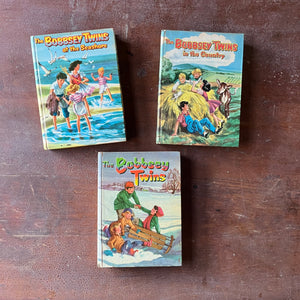 Log Cabin Vintage - vintage children's books, vintage chapter books, The Bobbsey Twins - The Bobbsey Twins Three Book Set by Whitman Publishing Company written by Laura Lee Hope - view of the front covers