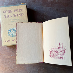 Log Cabin Vintage – classic literature – epic saga - Gone with the Wind by Margaret Mitchell illustrated by Ben Stahl - view of the inside cover