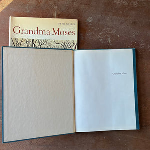 Log Cabin Vintage - vintage non-fiction book, non-fiction book, art book, vintage art book - Grandma Moses by Otto Kallir with Dust Jacket - view of the inside cover