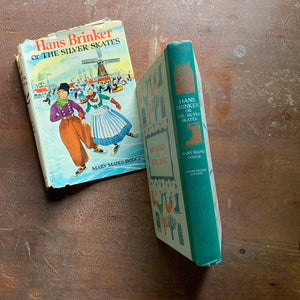 Hans Brinker or The Silver Skates a 1954 Junior Deluxe Editions Vintage Book Spine