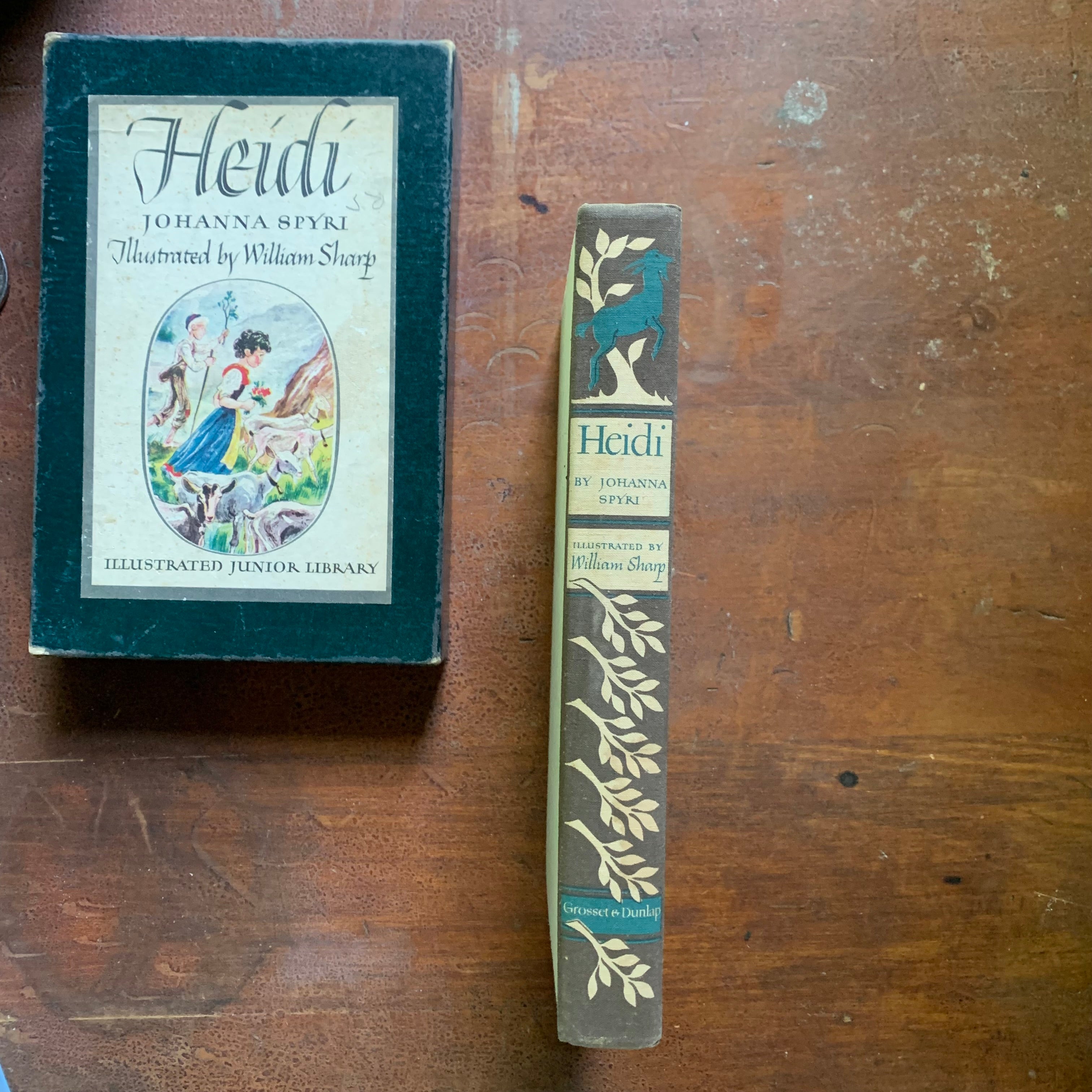 Heidi by Johnanna Spyri with Book Sleeve - Illustrated Junior Library Edition - Spine