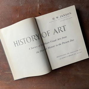 Log Cabin Vintage – vintage non-fiction - vintage art book, print book, art book, coffee table book – History of Art by H. W. Janson - view of the title page