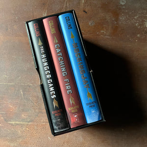 Hunger Games Trilogy Box Set by Suzanne Colline - view of the book spines inside of the box