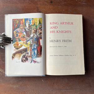 Log Cabin Vintage – vintage children’s book, children’s book, Junior Deluxe Editions – King Arthur and His Knights by Henry Firth - Illustrated by Henry C. Pitz - view of the title page