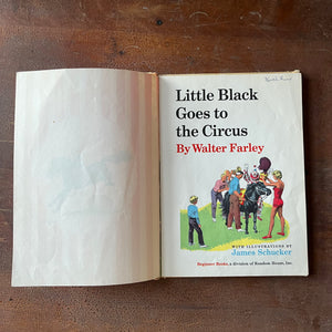 Log Cabin Vintage - vintage children's book, children's book, picture book, I Can Read It All By Myself Beginner Books – Little Black Goes to the Circus by Walter Farley with illustrations by James Schucker - view of the title page