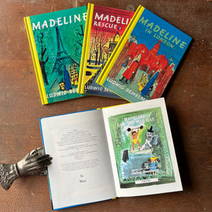 Log Cabin Vintage - children's books, vintage children's book, picture books - Madeline Four Book Set:  Madeline, Madeline's Rescue, Madeline in London & Madeline & The Bad Hat Stories and illustrations by Ludwig Bemelmans 1992 Hard Cover Editions - view of the title page