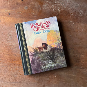 Log Cabin Vintage – vintage children’s book, children’s book, chapter book, Children's Classics Edition - Robinson Crusoe by Daniel Defoe - a 1990 Children's Classic Edition - view of the front cover