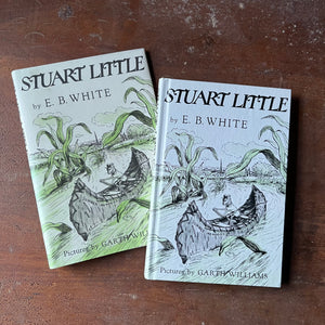 Log Cabin Vintage – vintage children’s book, children’s book, chapter book - Stuart Little written by E. B. White with illustrations by Garth Williams - view of the front cover with Stuart Little in a canoe