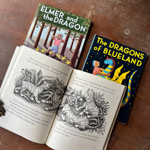 Log Cabin Vintage - vintage children's books, vintage children's classics, My Father's Dragon Tales - My Father's Dragon, Elmer and the Dragon, and The Dragons of Blueland Story and Illustrations by Ruth Stiles Gannett - view of the illustrations from My Father's Dragon