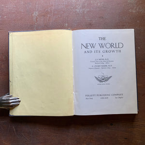 The New World and its Growth vintage social studies textbook-view of the title page