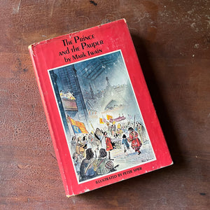 The Prince and the Pauper by Mark Twain - a 1955 Junior Deluxe Editions Children's Chapter Book - view of the dust jacket's front cover