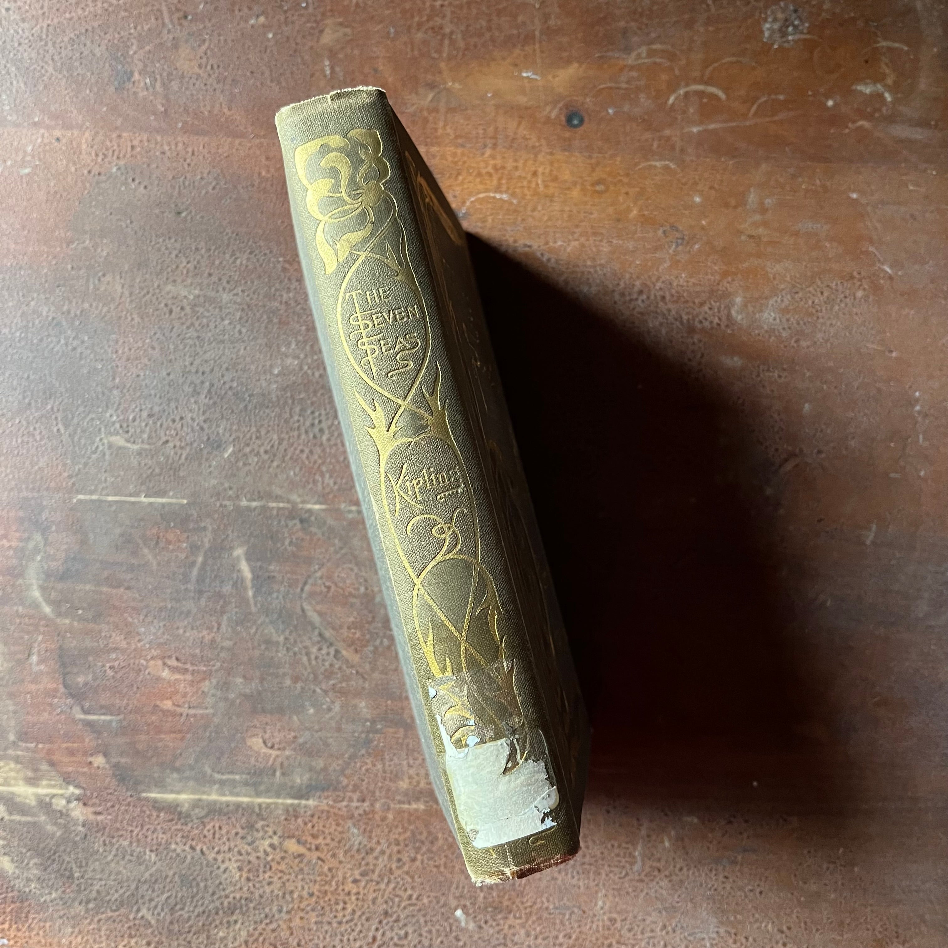 The Seven Seas by Rudyard Kipling - 1898 Edition of Poetry - view of the embossed spine