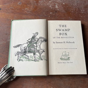 Log Cabin Vintage – vintage children’s book, children’s book, chapter book, living history book, history book, non-fiction, Landmark Series Book – The Swamp Fox of the Revolution by Stewart H. Holbrook - 1959 Edition - view of the title page