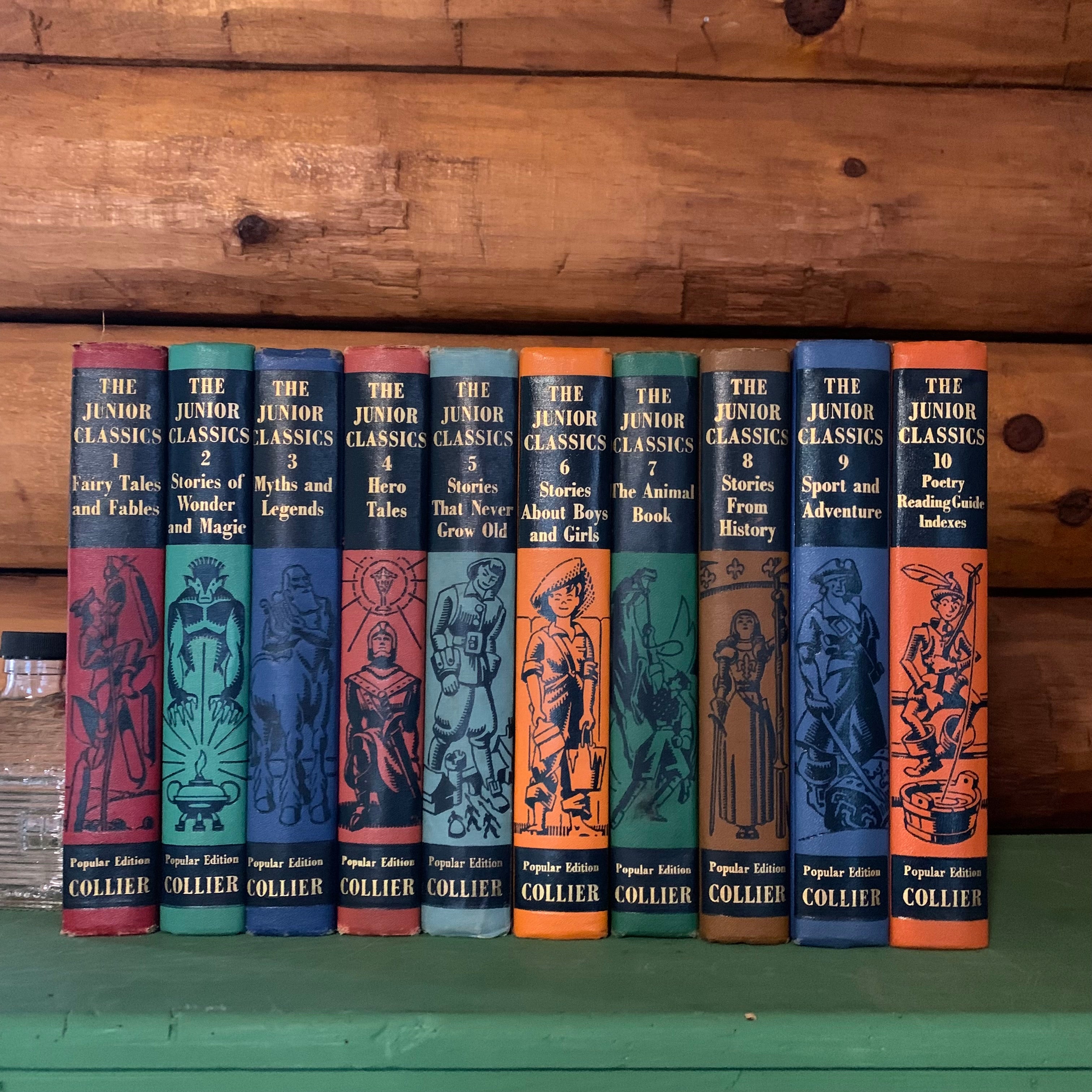 The Junior Classics - The Young Folks Shelf of Books - Collier's - 10 volume complete set - Spines