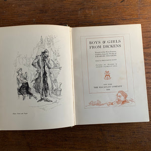 antique children's chapter book - Charles Dickens Classics - Boys and Girls of Dickens Hardcover Edition - view of the title page