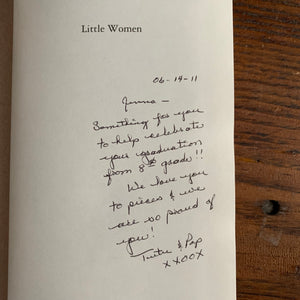 Little House on the Prairie Complete Book Set-Laura Ingalls Wilder-Plaid Covers & Spines-Garth Williams-children's chapter books-view of the inscription written on the half title page